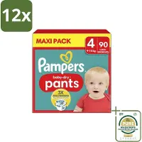 Pampers – Luierbroekjes – Baby Dry Pants Maat 4 – 90 Luiers - Voordeelverpakking - 12 stuks - Droge luier - Luier voor baby