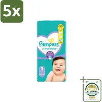 Pampers 5 x – Luiers – Active Baby Maat 3 – 54 Luiers - Grootverpakking - Baby Luiers - Droge Nacht - Luchtdoorlatende Luier - Vocht Absorberend - Dermatologisch Getest