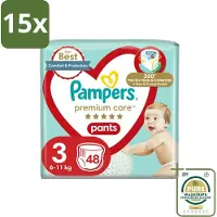 Pampers 15 x – Luierbroekjes – Premium Care Pants Maat 3 – 48 Luiers - Grootverpakking - Luier - Luierbroek - Luier Voor Baby - Luier Voor Kind - Droge Billetjes