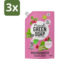 Marcel's Green Soap 3 x Marcel’s Green Soap – Wasverzachter – Patchouli & Cranberry - Navulling – 750 ml - Koffiezetapparaat