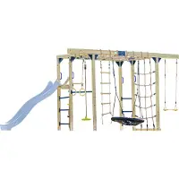Axi Boris Klimtoestel met Schommels, Trapeze, Klimnetten en Monkey Bars – Pastel Blauwe Glijbaan