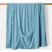 Woody Lords x Lilies plaid met kussenhoes - lichtblauw - 252-52-TKA-C/860 - 150x200cm