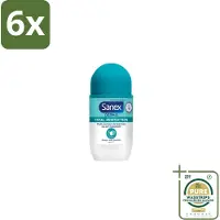 Sanex – Deodorant Roll-On – Dermo Total Protection – 50 ml - Voordeelverpakking - 6 stuks - Zweetvermindering - Geurvermindering