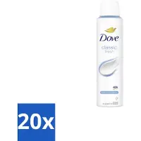 Dove 20 x – Deodorant Spray – Classic Fresh – 200 ml - Anti-transpirant Spray - Oksel Verzorging - Transpiratiegeur - Frisse Geur - Klassieke Geur