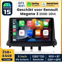 Hexinex HexinexMarket - Autoradio Geschikt voor Renault Megane 3 (2008-2014) - Draadloos CarPlay, Android Auto, GPS Navi, multimediaspeler - 2GB+64GB