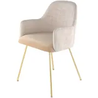 Padiro eetkamerstoel - 53 x 50 x 85 cm - Crème / Gebroken wit / Beige - Modern - Polyester, IJzer - met armleuningen - met rugleuning