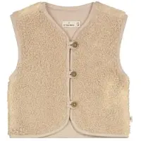 A Tiny Story teddy gilet - lichtbruin Effen - maat 62