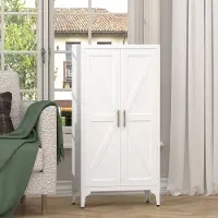 OKWISH Keukenkast – Metalen Opbergkast Voor Keuken En Woonruimte – 60×30×120 cm – 2 Deuren – 3 Verstelbare Planken – Wit