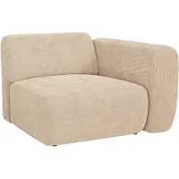 Vente-unique Hoekmodule fauteuil rechts in beige fijn ribfluweel van Maison Céphy POGNI