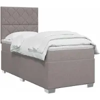 vidaXL Boxspringbed met matras met hoofdeinde Taupe 90 x 190 cm Stof