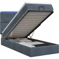 vidaXL Ottomanbed met matras en LED-verlichting, donkergrijs, 90 x 190 cm, fluweel