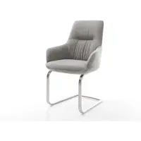 DELIFE Sledemodel Zelia-Flex met armleuning zachte stof met structuur grijs sledemodel vlak roestvrij staal pocketveer kern