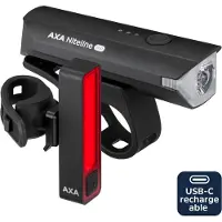 Axa Niteline 300 fietsverlichting set – Oplaadbare LED fietsverlichting voor- en achterlicht – USB‑C – krachtige verlichting voor donkere stedelijke omgevingen