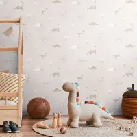 Living Walls DINO BEHANG | Kinderkamer - Grijs Wit Bruin - Kids Studio