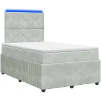 vidaXL LED Boxspringbed met Matras Lichtgrijs 120 x 190 cm Fluweel