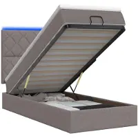 vidaXL Ottomanbed met matras en LED-verlichting, taupekleurig, 90 x 190 cm, gestoffeerd