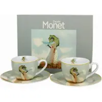 DUO sp. z o.o. 2 Porseleinen Espressokopjes met Schotels - "Vrouw met Parasol" art