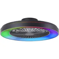 Brilliant Zwarte plafondventilator Mazzaro met RGB lamp - 58cm