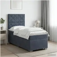 vidaXL Boxspringbed met matras Donkergrijs 100 x 200 cm Fluweel