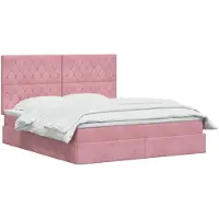 vidaXL Opslag bed met matras met hoofdeinde Roze 160 x 200 cm Fluweel