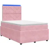 vidaXL LED boxspringbed met matras, roze, 120 x 190 cm, fluweel