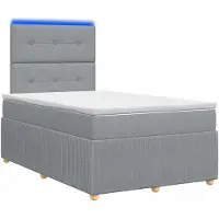 vidaXL LED boxspringbed met matras, lichtgrijs, 120 x 190 cm, gestoffeerd
