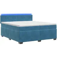 vidaXL Boxspringbed met matras en blauwe LED-verlichting, 200 x 200 cm, fluweel