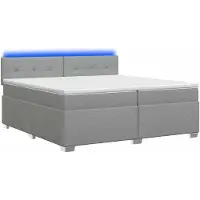 vidaXL Boxspringbed met matras en LED-verlichting, lichtgrijs, 200 x 200 cm, stof