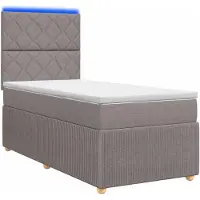vidaXL LED boxspringbed met matras, taupe, 90 x 200 cm, gestoffeerd