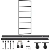 vidaXL Schuifdeur met beslag 76x205 cm aluminium en ESG-glas