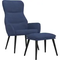 vidaXL Relaxstoel met voetenbank stof blauw