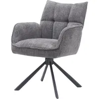 Nest of Nora Set van 2 - Eetkamerstoelen Nena met armleuning draaibaar - Chenille - Grafiet