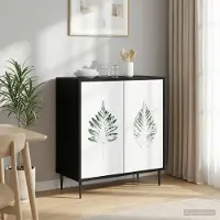 vidaXL Dressoir HANAU Zwart eiken 69 x 33 x 76 cm Bewerkt hout