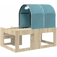 vidaXL Bed met Tunnel 3 st Sonoma Eiken en Lichtblauw Bewerkt hout