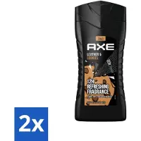 Axe 2 x - 3-in-1 Douchegel - Leather & Cookies - 100% Plantaardig - 250 ml - Douchegel - Geur - Lichaam - Gezicht - Haar