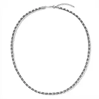 Frank 1967 7FN-0088 – Ketting Heren – Schakelketting – Zilverkleurig & Zwart – Roestvrij Staal – 60+5 cm – Cadeau voor Mannen