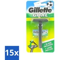Gillette 15 x - Goal - Scheerset - Stainless Steel - Duurzaam en scherp - 1 Scheermesje - Scheermes - Mesjes - Scheersysteem - Goal - Stainless Steel