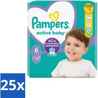 Pampers 25 x Active Baby Luiers Maat 6 (13-18 kg) 32 stuks per verpakking - Baby Luiers - Bescherming Tegen Doorlekken - Bewegingsvrijheid - Comfort - Droogheid