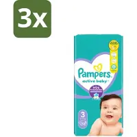 Pampers 3 x – Luiers – Active Baby Maat 3 – 54 Luiers - Baby Luiers - Droge Nacht - Luchtdoorlatende Luier - Vocht Absorberend - Dermatologisch Getest