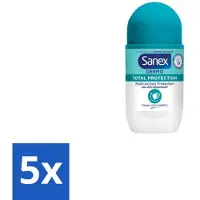 Sanex 5 x – Deodorant Roll-On – Dermo Total Protection – 50 ml - Douche - Deodorant Roll-on - Zweetvermindering - Geurvermindering - Huidbescherming