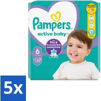 Pampers 5 x Active Baby Luiers Maat 6 (13-18 kg) 32 stuks per verpakking - Baby Luiers - Bescherming Tegen Doorlekken - Bewegingsvrijheid - Comfort - Droogheid