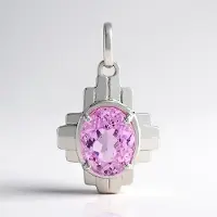 Cavill - 3,145 ct Ovale Kunziet Hanger - 925 Sterling Zilver met Palladiumlaag - Elegante Zilveren Hanger - Uniek Edelsteen Sieraad uit Afghanistan