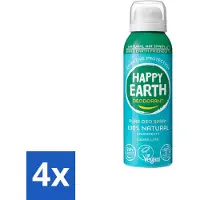 Happy Earth 4 x – Deodorant Natural Air Spray – 100% Natuurlijk Cedar Lime – 100 ml - Natuurlijke Deodorant - Cederhout En Limoen - Aerosol Deodorant - 100% Natuurlijk - Luchttechnologie