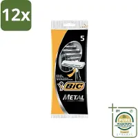 BIC - Scheermesjes - Metaal - Enkel Mesje - Wegwerpmesjes - 5 Scheermesjes - Voordeelverpakking - 12 stuks - Roestvrij staal - Enkel mesje