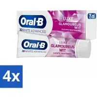 Oral-B 4 x - 3D White Advanced – Tandpasta – Luxe – Glamorous White – 75 ml - Tandpasta - Witte Tandpasta - Glimlach - Verkleuring - Vlekken