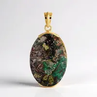 Cavill - Ovale Venus Chalcedoon Hanger - 32 Karaat Edelsteen - 925 Sterling Zilver Verguld - Handgemaakt Filigraan - Luxe Indonesische Sieraden