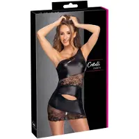 Cottelli collection - Asymmetrische Kanten Mini Jurk - Zwart