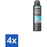 Dove 4 x Men+Care – Deodorant Spray – Clean Comfort – 200 ml - Anti-transpirant Spray - Okselgeur - Frisse Geur - Schone Geur - Okselverzorging