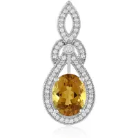 Cavill - Zilveren Hanger 925 Sterling - Braziliaanse Scapoliet 2,125 ct Ovaal - 57 Tanzaniaanse Zirkonen - Luxe Dames Sieraad