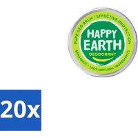 Happy Earth 20 x – Deodorant Balm – 100% Natuurlijk Bergamot – 45 g - Bergamot Deodorant - Natuurlijke Deodorant - Vegan Deodorant - Huidvriendelijke Deodorant - Anti-irritatie Deodorant
